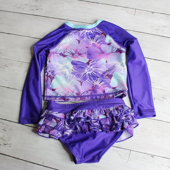 Wave Zone Baby Girl Rashguard Swimsuit Set Size 24 Months UV Protection - Picture 3 of 3
